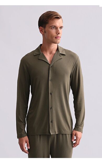 Mısırlı Erkek Modal Uzun Kollu Gömlek Haki