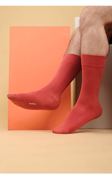 Mısırlı Erkek Organik Pamuklu Tekli Soket Çorap Kiremit