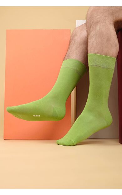 Mısırlı Erkek Organik Pamuklu Tekli Soket Çorap Yeşil