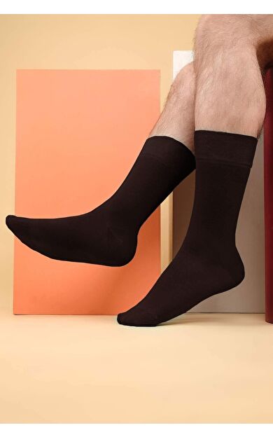 Mısırlı Erkek Organik Pamuklu Tekli Soket Çorap Kahverengi