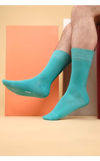 Mısırlı Erkek Organik Pamuklu Tekli Soket Çorap Mavi