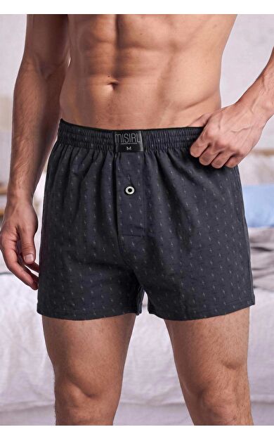 Mısırlı Erkek Pamuk Köşe Üçgen Relax Fit Boxer Yıldız Desenli/Füme