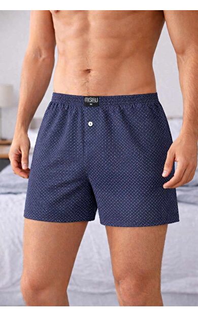Mısırlı Erkek Pamuklu Artemis Desenli Boxer Lacivert