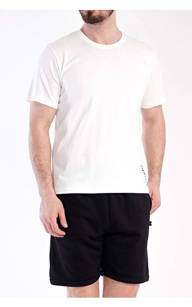 Mısırlı Erkek Pamuklu Kısa Kol Şort Pijama Takımı Beyaz