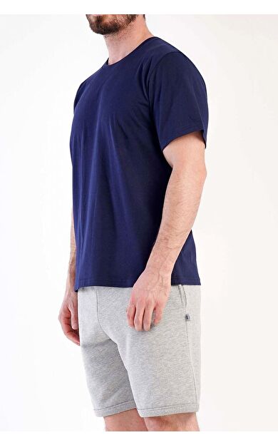 Mısırlı Erkek Pamuklu Kısa Kol Şort Pijama Takımı Lacivert
