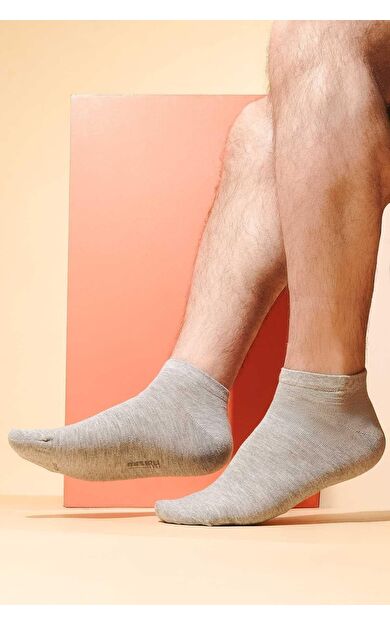 Mısırlı Erkek Pamuklu Tekli Yazlık Patik Çorap Açık Gri Melanj