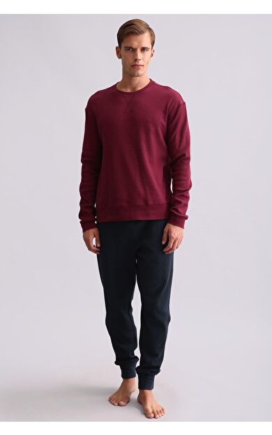 Mısırlı Erkek Pamuklu Uzun Kollu Pijama Takımı Bordo