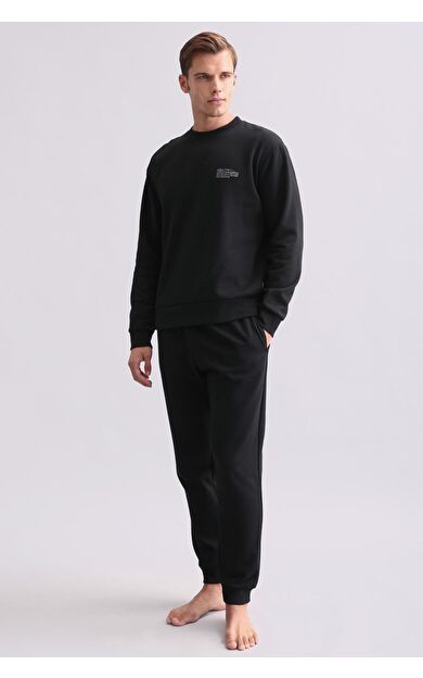 Mısırlı Erkek Pamuklu Uzun Kollu Pijama Takımı Siyah