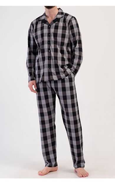 Mısırlı Erkek Pamuklu Uzun Kollu Pijama Takımı Siyah