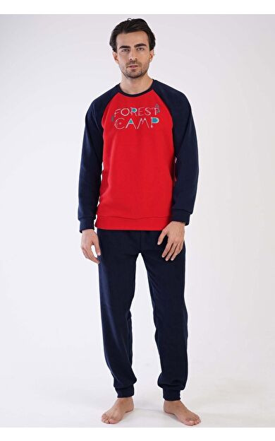 Mısırlı Erkek Polar Uzun Kollu Pijama Takımı Vişne