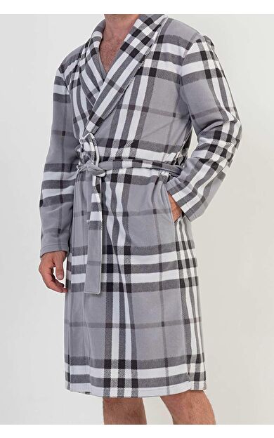 Mısırlı Erkek Polar Uzun Kollu Sabahlık Gri