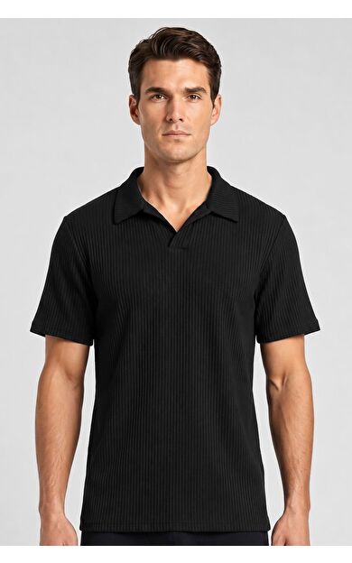 Mısırlı Erkek Polo Yaka T-Shirt Siyah
