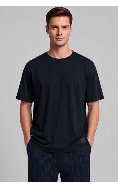 Mısırlı Erkek Relax Fit Penye T-Shirt Lacivert