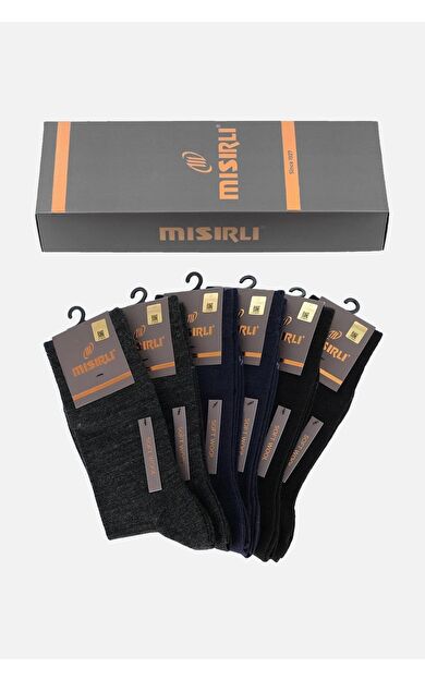 Mısırlı Erkek Soft Wool (Koyun Yünü) Kutulu 6 Çift Soket Çorap Çok Renkli