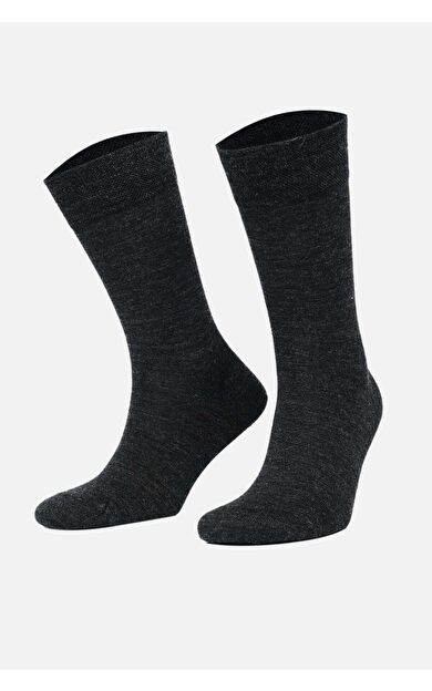 Mısırlı Erkek Soft Wool (Koyun Yünü) Tekli Soket Çorap Antrasit