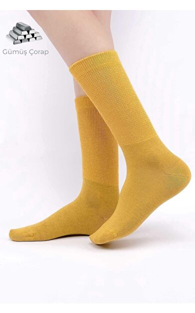 Mısırlı Kadın %10 GÜMÜŞ Madeni İçerikli Soket Çorap Sarı
