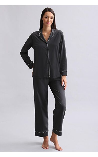 Mısırlı Kadın %100 Pamuk Pijama Takımı Siyah