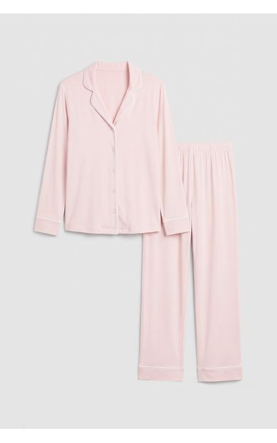 Mısırlı Kadın %100 Pamuk Pijama Takımı Açık Pembe
