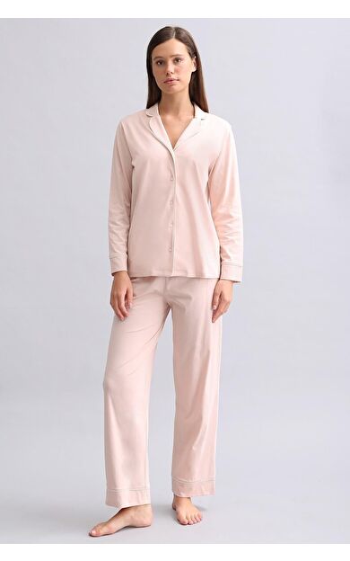 Mısırlı Kadın %100 Pamuk Pijama Takımı Açık Pembe