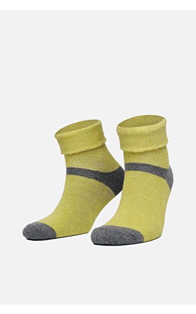 Mısırlı Kadın Alpaka Yünü Kışlık Kıvrık Tekli Soket Çorap Yeşil