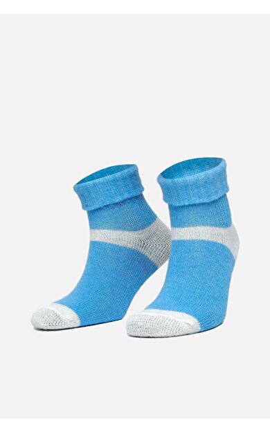 Mısırlı Kadın Alpaka Yünü Kışlık Kıvrık Tekli Soket Çorap Turkuaz