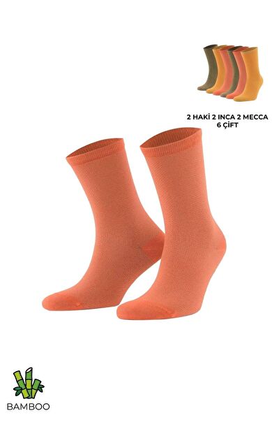 Mısırlı Kadın Bambu 6 Çift Kutulu Soket Çorap Çok Renkli