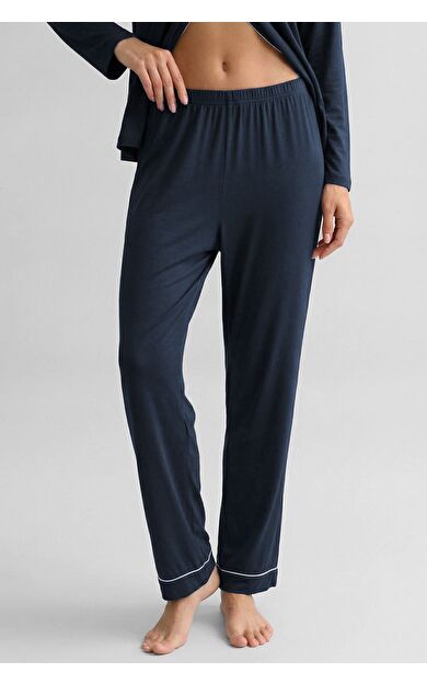 Mısırlı Kadın Bambu Beli Lastikli  Pijama Alt Lacivert