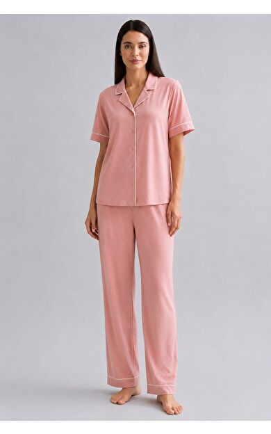 Mısırlı Kadın Bambu Beli Lastikli  Pijama Alt Toz Pembe