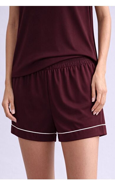 Mısırlı Kadın Bambu Mini Şort Bordo
