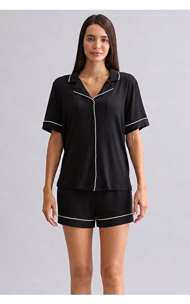 Mısırlı Kadın Bambu Mini Şort Siyah