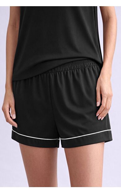 Mısırlı Kadın Bambu Mini Şort Siyah