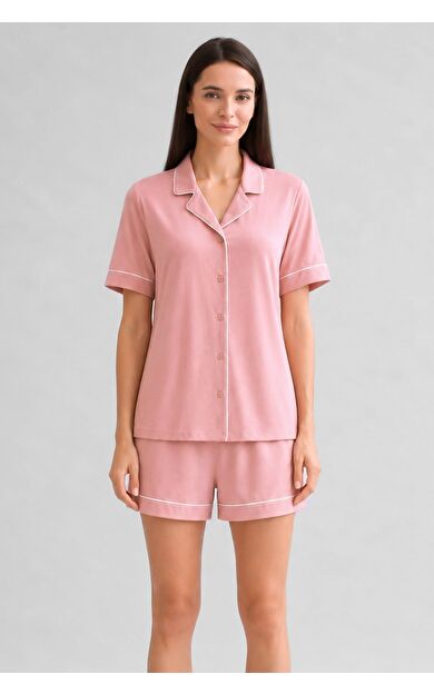 Mısırlı Kadın Bambu Mini Şort Toz Pembe
