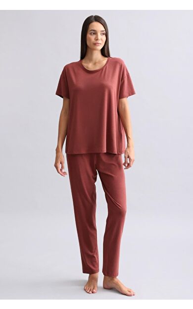 Mısırlı Kadın Bambu Pijama Alt Bordo