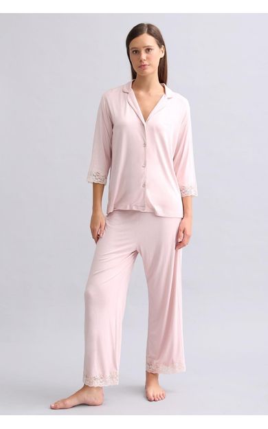 Mısırlı Kadın Bambu Pijama Takımı Açık Pembe
