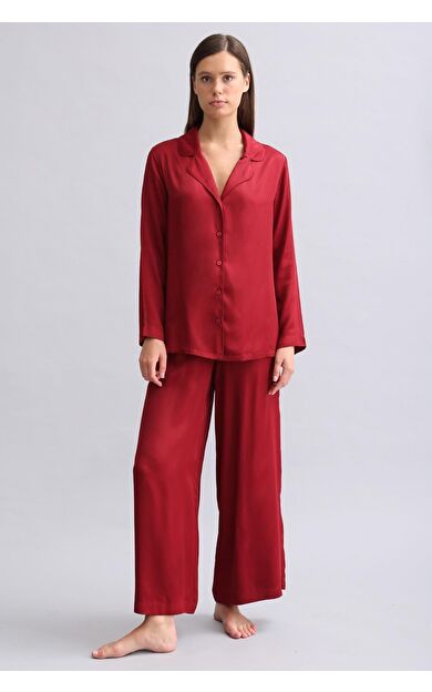 Mısırlı Kadın Bambu Pijama Takımı Bordo