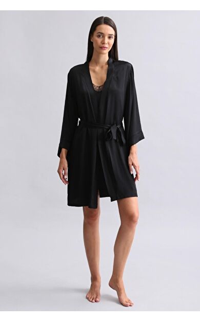 Mısırlı Kadın Bambu Sabahlık Siyah