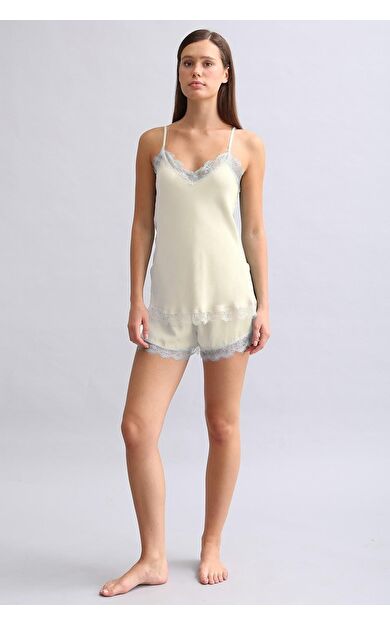 Mısırlı Kadın Bambu Şort Takımı Ekru