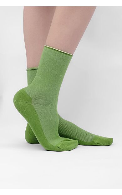 Mısırlı Kadın Bambu Tekli Diabetiker Lastiksiz Soket Çorap Yeşil