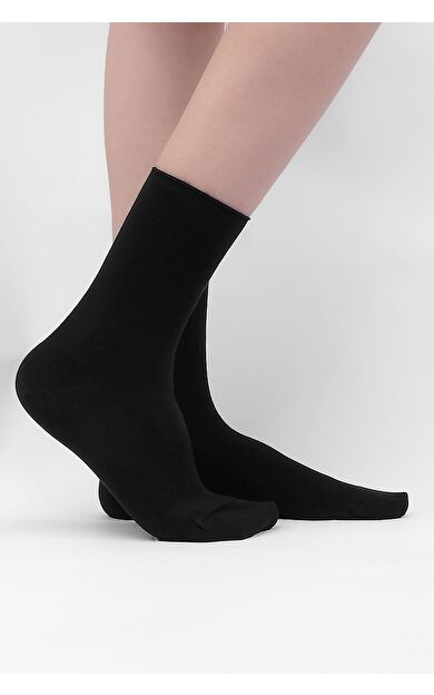 Mısırlı Kadın Bambu Tekli Diabetiker Lastiksiz Soket Çorap Siyah