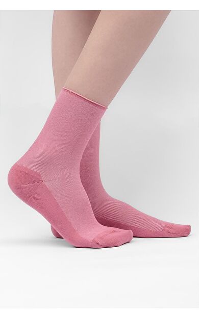 Mısırlı Kadın Bambu Tekli Diabetiker Lastiksiz Soket Çorap Pembe