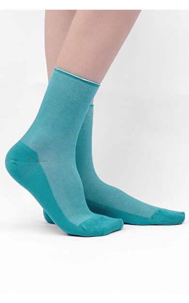 Mısırlı Kadın Bambu Tekli Diabetiker Lastiksiz Soket Çorap Mavi