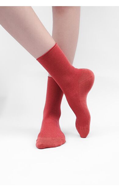 Mısırlı Kadın Bambu Tekli Diabetiker Lastiksiz Soket Çorap Kiremit