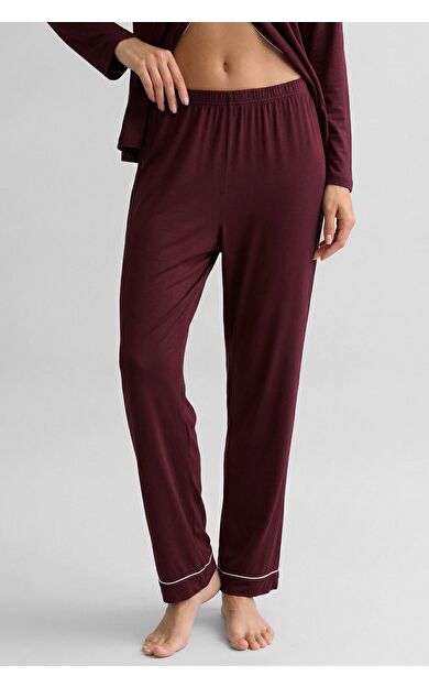 Mısırlı Kadın Bambu Beli Lastikli  Pijama Alt Bordo