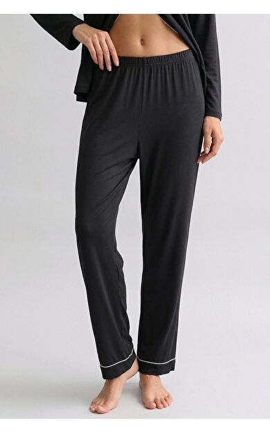 Mısırlı Kadın Bambu Beli Lastikli  Pijama Alt Siyah