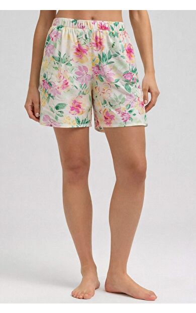 Mısırlı Kadın Dokum Çiçekli Mini Şort Çok Renkli