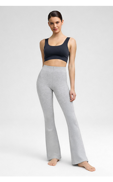 Mısırlı Kadın Flare Pantolon Gri Melanj