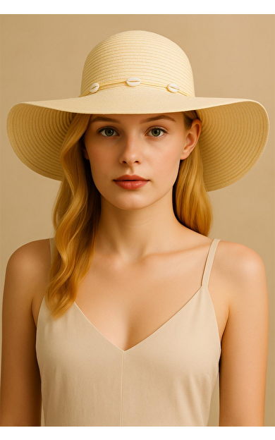 Mısırlı Kadın Hasır Plaj Şapkası Açık Kum