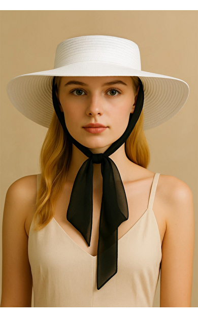 Mısırlı Kadın Hasır Plaj Şapkası Krem