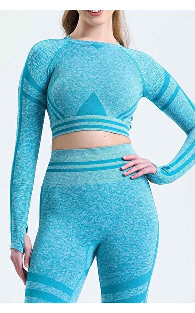 Mısırlı Kadın Kalça Toparlayıcı Çemberli Crop-Tayt Takım Petrol Yeşili