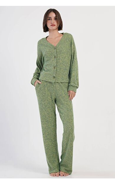 Mısırlı Kadın Kaşkorse Düğmeli Takım Yeşil